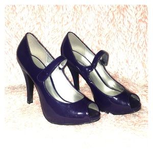 Xappeal Womens Purple Stiletto peep toe heels